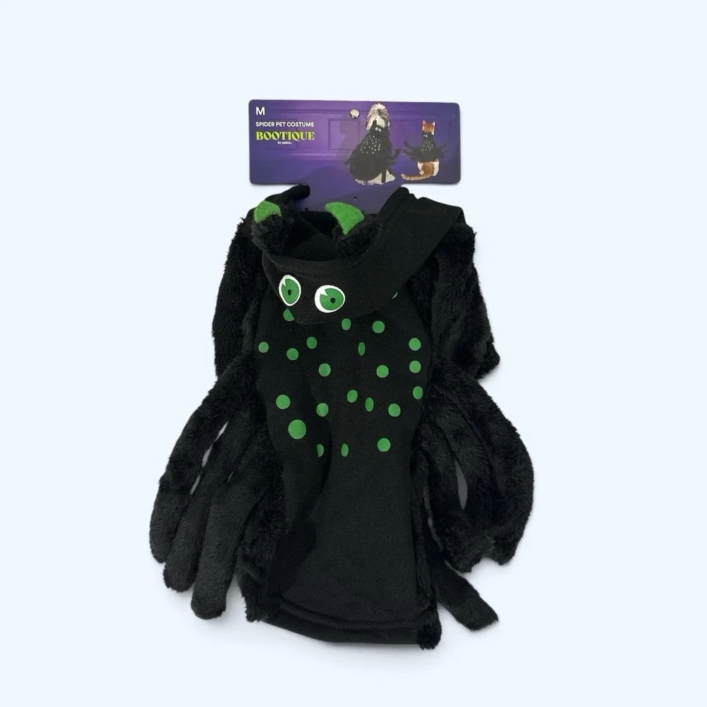 Bootique Petco Dog Halloween Black/Green Spider Costume Size MEDIUM